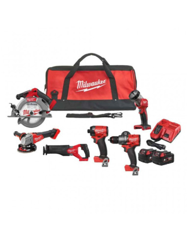 Kit 18V Speciale Legno 5 Utensili + Torcia  | Milwaukee M18FPP6G3-502B