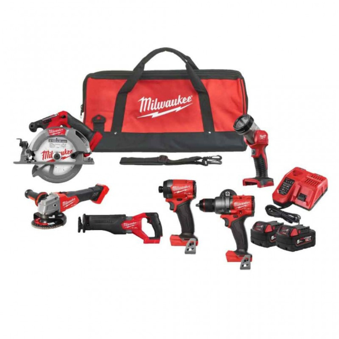 Kit 18V Speciale Legno 5 Utensili + Torcia  | Milwaukee M18FPP6G3-502B
