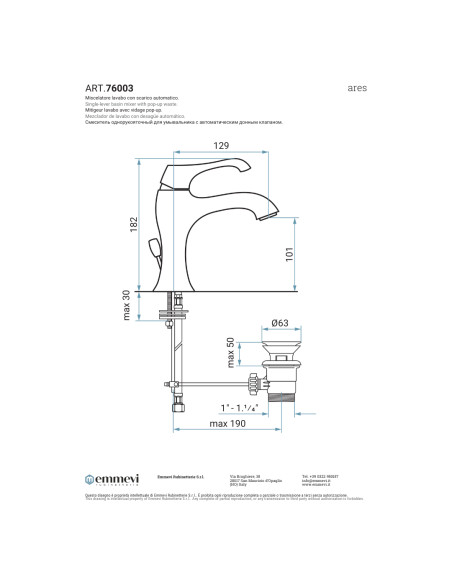 Set Miscelatore Lavabo e Bidet con Scarico Incluso | Emmevi Rubinetterie Ares