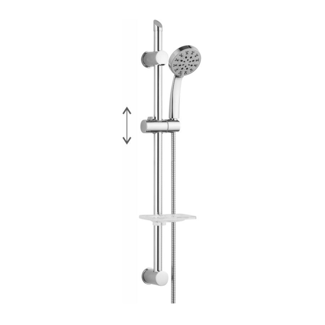 Set Saliscendi Doccia con Portasapone 5 Getti in Acciaio Inox | Osb