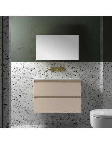 Mobile da Bagno Sospeso 80 cm Lavabo e Specchio Inclusi Macchiato | Salgar Spirit