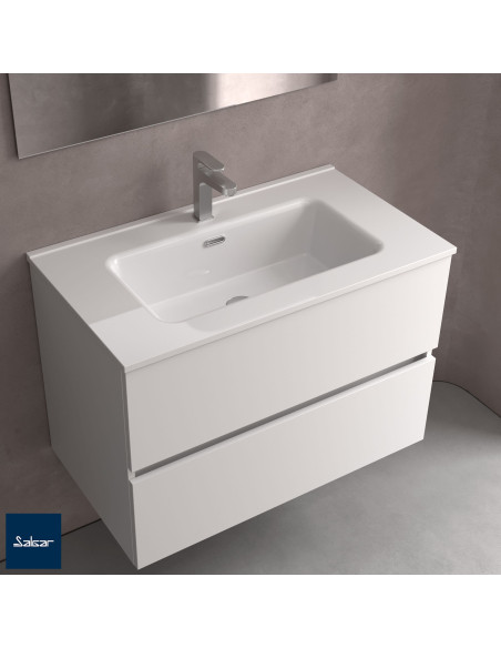 Mobile da Bagno Sospeso 80 cm Lavabo e Specchio Inclusi Macchiato | Salgar Spirit