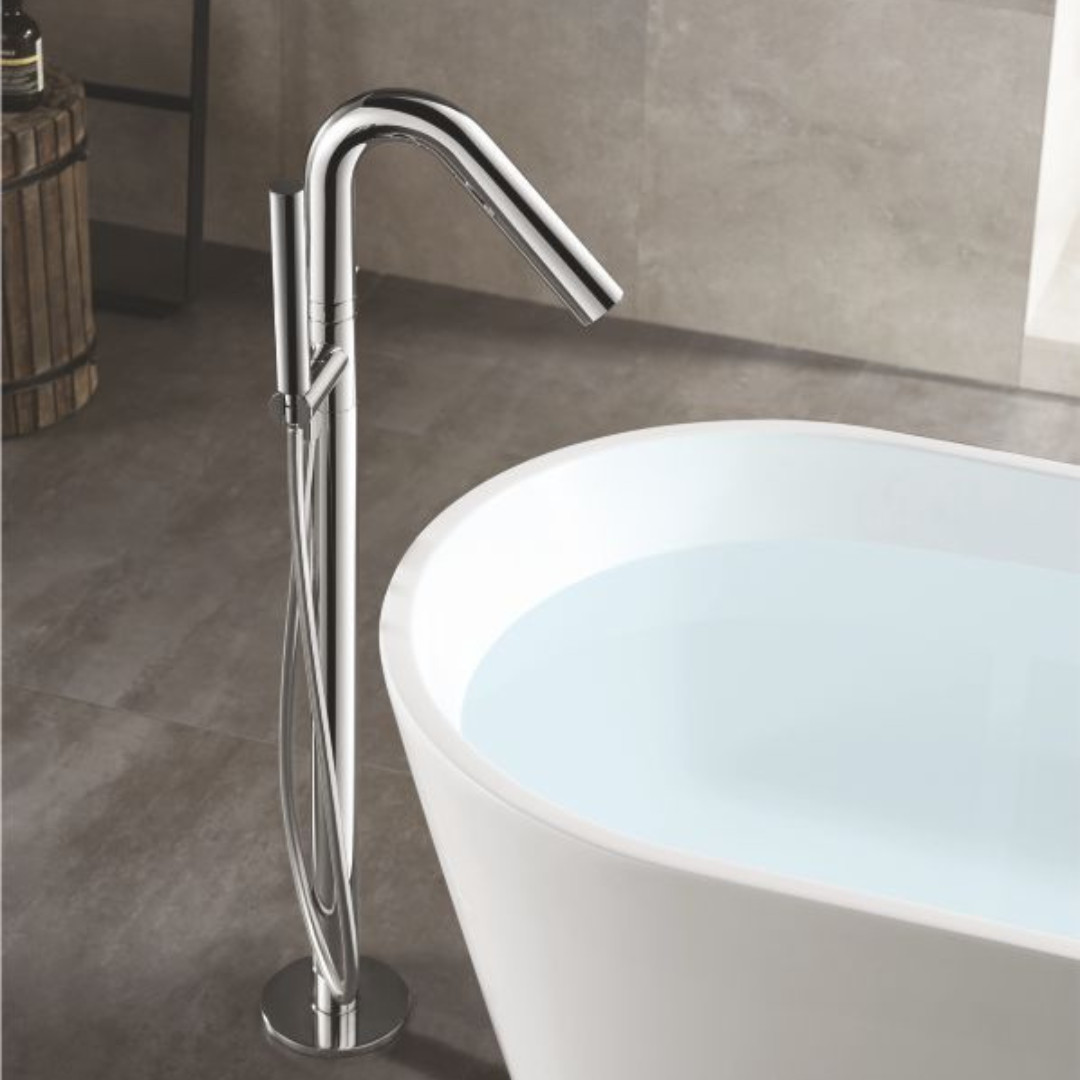 Miscelatore Vasca Freestanding a Colonna ad Alta Portata Cromo Lucido | Orta