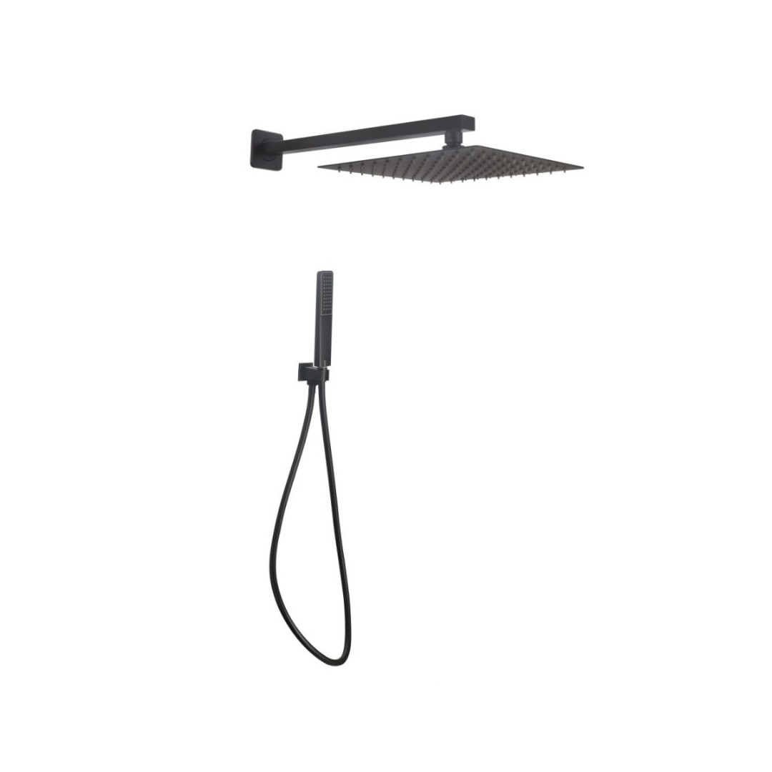 Set Doccia Acciaio Inox Quadro Nero Opaco 25 x 25 cm | Positano