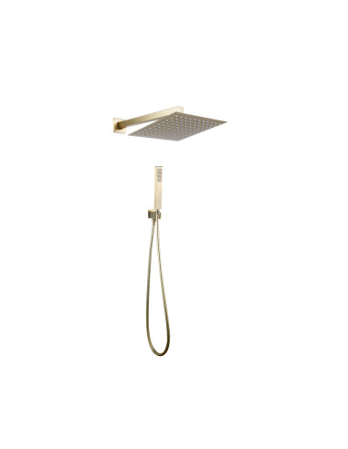 Set Doccia Acciaio Inox Quadro Oro Spazzolato 25 x 25 cm | Positano Set Doccia