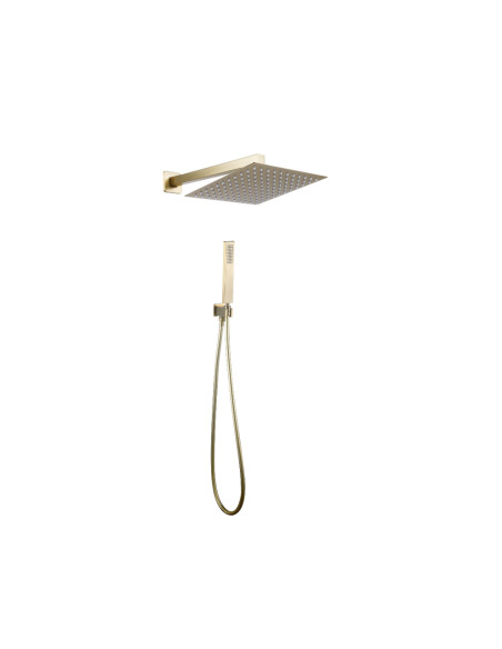 Set Doccia Acciaio Inox Quadro Oro Spazzolato 25 x 25 cm | Positano Set Doccia