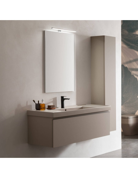 Composizione da Bagno Sospeso 105 cm Castoro Lavabo ad Una Vasca e Specchio Inclusi con Colonna Abbinata | Geromin Vera Plus