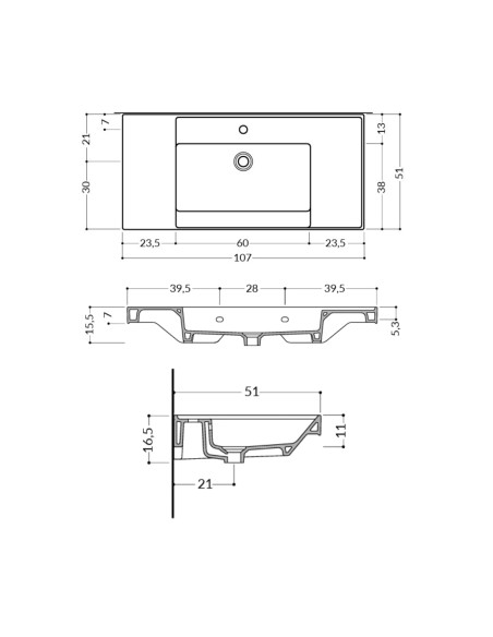 Composizione da Bagno Sospeso 105 cm Castoro Lavabo ad Una Vasca e Specchio Inclusi con Colonna Abbinata | Geromin Vera Plus
