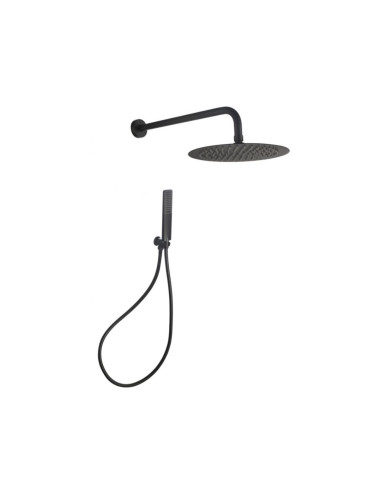 Set Doccia Acciaio Inox Tondo Nero Opaco 25 cm | Positano