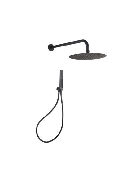 Set Doccia Acciaio Inox Tondo Nero Opaco 25 cm | Positano