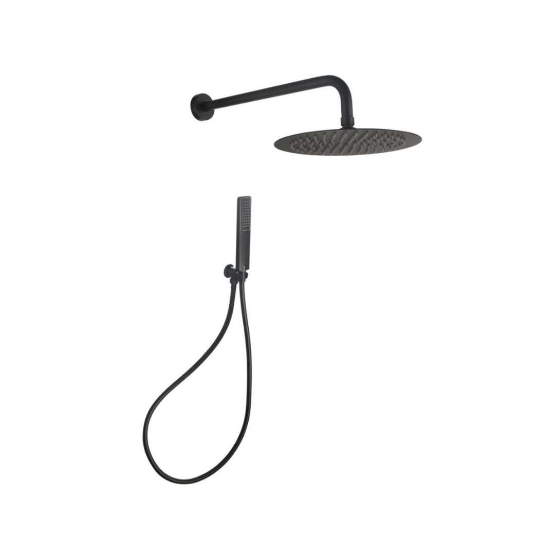 Set Doccia Acciaio Inox Tondo Nero Opaco 25 cm | Positano