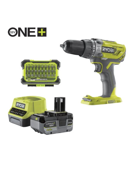 Trapano Avvitatore a Percussione 18V (1x 4.0Ah) + Set Accessori  | Ryobi R18PD3-140SA