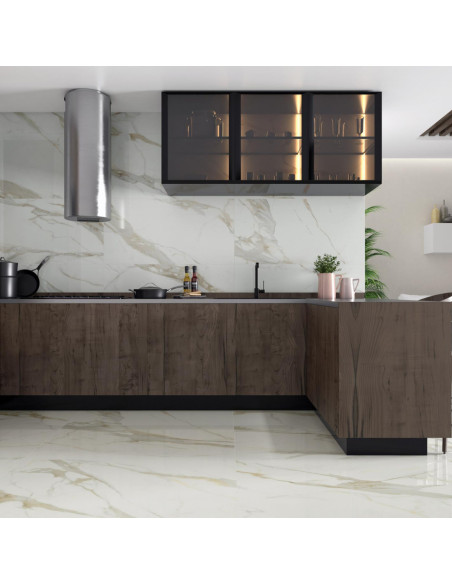 Pavimento Gres Porcellanato Rettificato Lucido Effetto Marmo 60 x 120 cm | Pamesa Portofino Gold Pavimenti in Gres Porcellanato