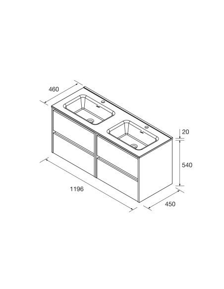 Doppio Mobile da Bagno Sospeso 120 cm Lavabo e Specchio Inclusi Natural | Salgar Noja