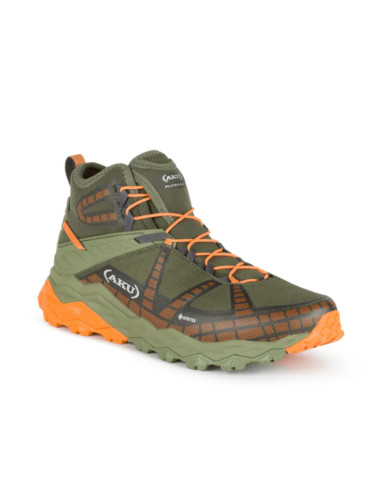 Scarponi da Trekking Impermeabili con Suola Vibram Verde Militare-Arancio | Aku Flyrock Mid