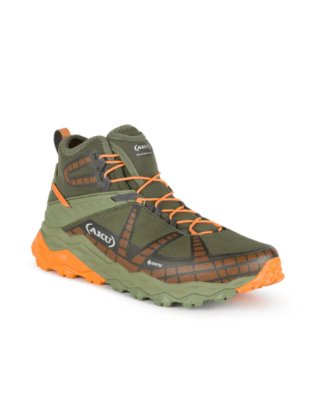 Scarponi da Trekking Impermeabili con Suola Vibram Verde Militare-Arancio | Aku Flyrock Mid