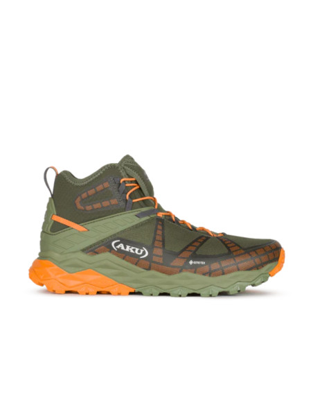 Scarponi da Trekking Impermeabili con Suola Vibram Verde Militare-Arancio | Aku Flyrock Mid