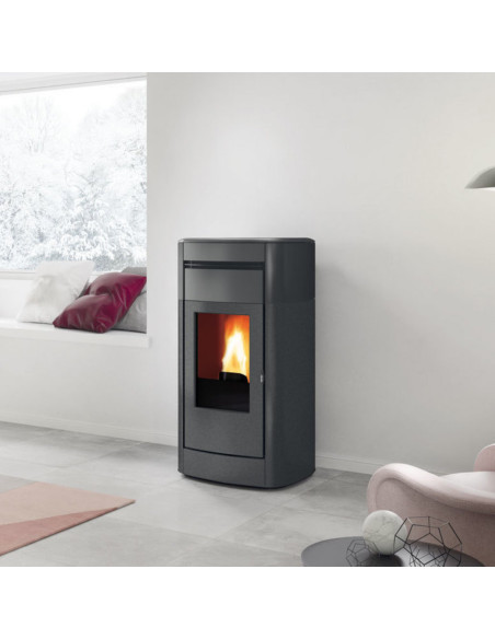 Termostufa a Pellet Idro 23 kW Grigio Scuro | Edilkamin Vyda H23 Evo