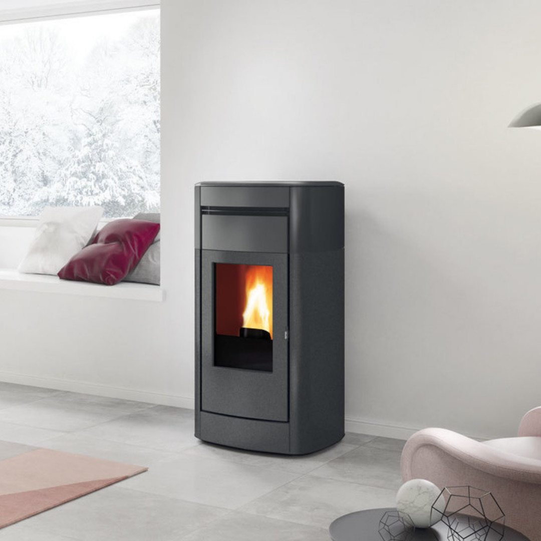 Termostufa a Pellet Idro 23 kW Grigio Scuro | Edilkamin Vyda H23 Evo