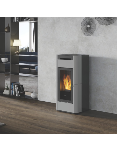 Termostufa a Pellet Idro 30 kW Grigio Chiaro | Edilkamin Tera H30 Evo
