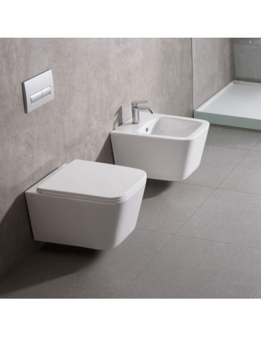 WC e Bidet Sospesi in Coppia – Set Completo con Copriwater Soft-Close Design Moderno | Velaria Coppia Sanitari