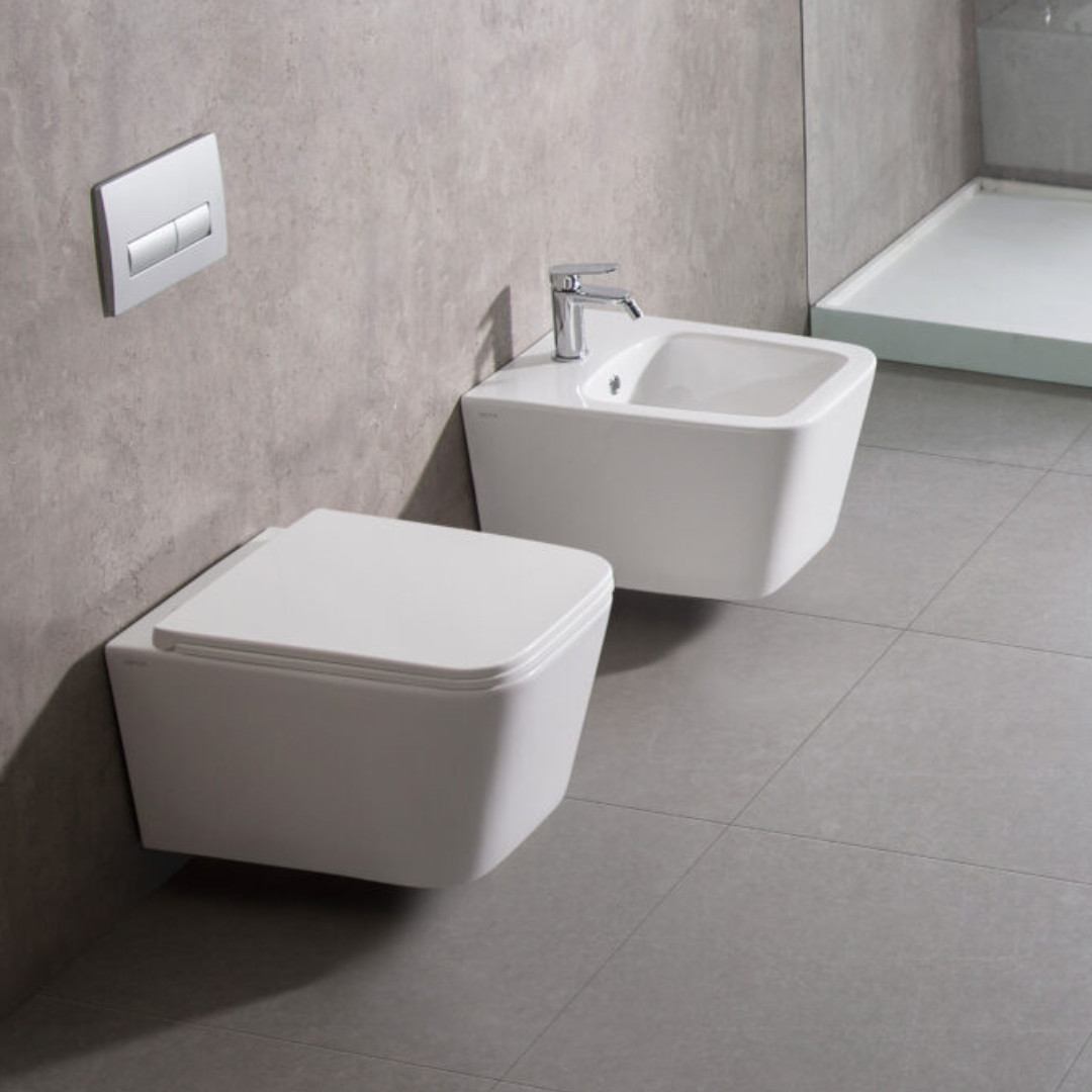 WC e Bidet Sospesi in Coppia – Set Completo con Copriwater Soft-Close Design Moderno | Velaria