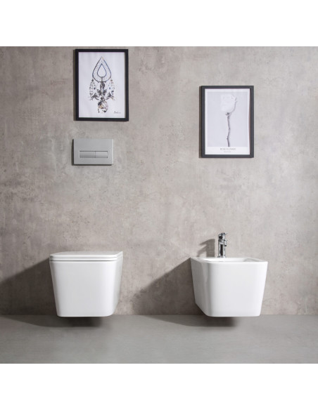WC e Bidet Sospesi in Coppia – Set Completo con Copriwater Soft-Close Design Moderno | Velaria Coppia Sanitari