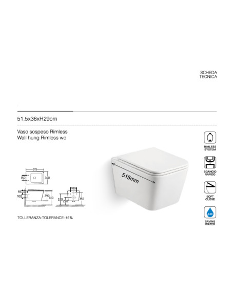 WC e Bidet Sospesi in Coppia – Set Completo con Copriwater Soft-Close Design Moderno | Velaria Coppia Sanitari