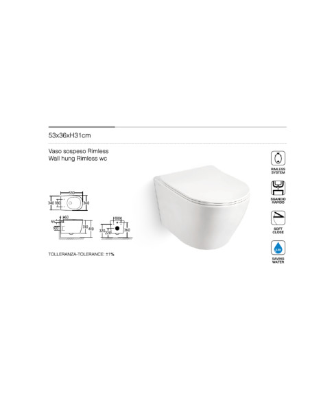 WC e Bidet Sospesi in Coppia – Set Completo con Copriwater Soft-Close Design Moderno | Nivora Coppia Sanitari