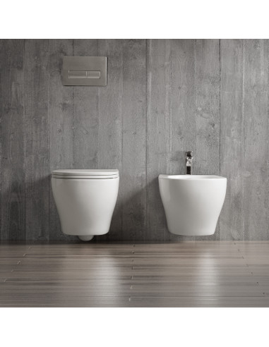 WC e Bidet Sospesi in Coppia – Set Completo con Copriwater Soft-Close Design Moderno | Nivora Coppia Sanitari