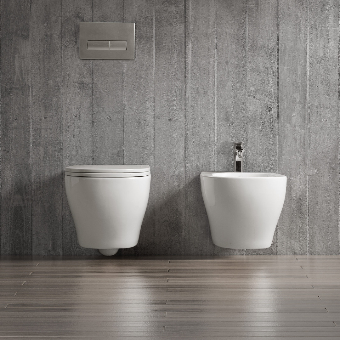 WC e Bidet Sospesi in Coppia – Set Completo con Copriwater Soft-Close Design Moderno | Nivora
