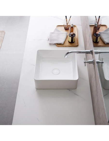 Lavabo da Appoggio 37.37 cm – Compatto da Appoggio per Bagno Moderno | Sorrento