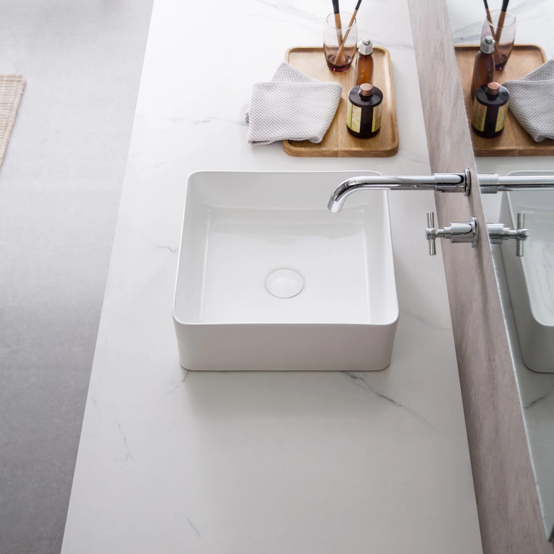 Lavabo da Appoggio 37.37 cm – Compatto da Appoggio per Bagno Moderno | Sorrento