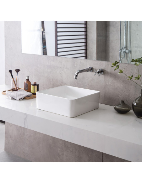 Lavabo da Appoggio 37.37 cm – Compatto da Appoggio per Bagno Moderno | Sorrento
