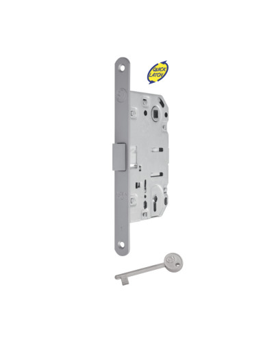 Serratura Porta Battente con Chiave Cromo Satinato Interasse 90 mm – Scrocco Silenziato | Patent Accessori Porte & Portoncini