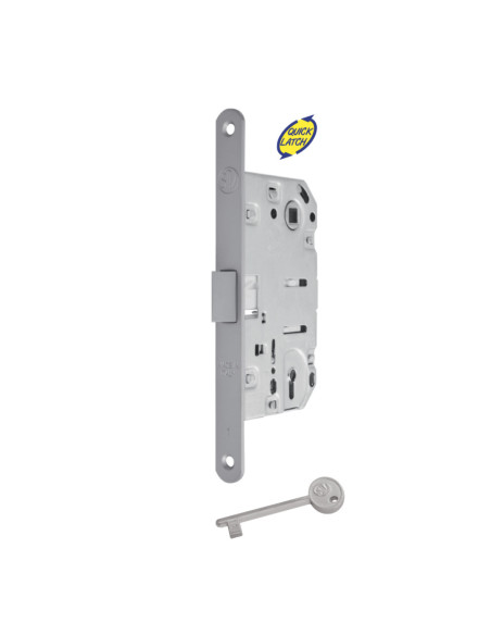 Serratura Porta Battente con Chiave Cromo Satinato Interasse 90 mm – Scrocco Silenziato | Patent Accessori Porte & Portoncini