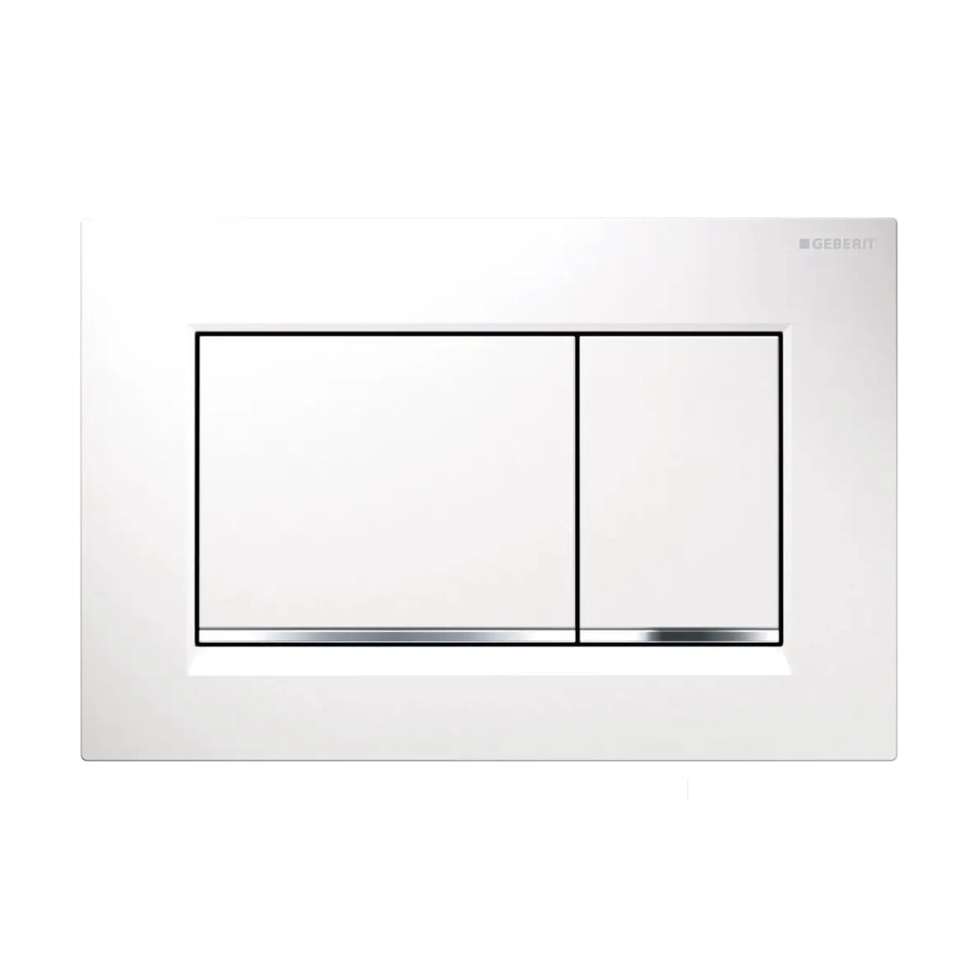 Placca di Comando Bianco Lucido/Cromo Lucido – Doppio Pulsante Elegante ed Efficiente | Geberit Sigma20