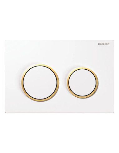 Placca di Comando Bianco/Dorato Doppio Pulsante | Geberit Omega20 Placche di Comando