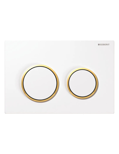 Placca di Comando Bianco/Dorato Doppio Pulsante | Geberit Omega20 Placche di Comando