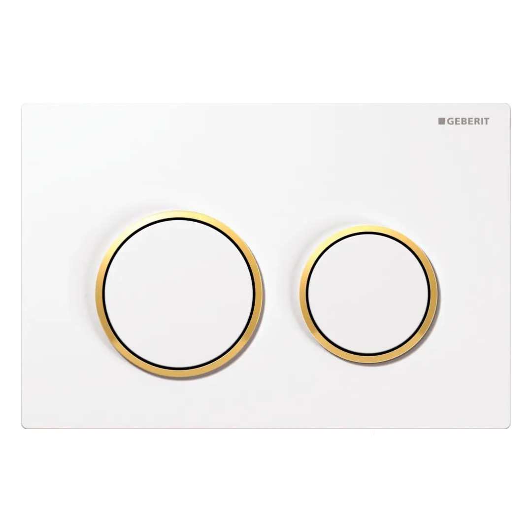 Placca di Comando Bianco/Dorato Doppio Pulsante | Geberit Omega20