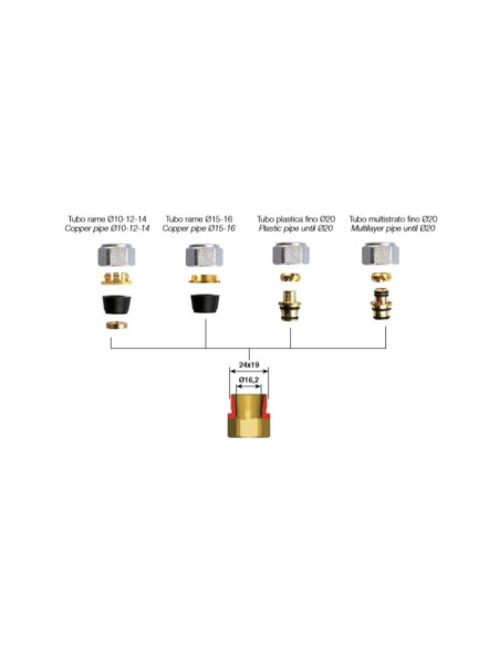 Adattatore Multistrato 16x2 per Raccordo Impianti M24x19  | Arteclima Accessori Riscaldamento