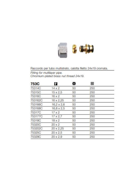 Adattatore Multistrato 20x2 per Raccordo Impianti M24x19  | Arteclima Accessori Riscaldamento