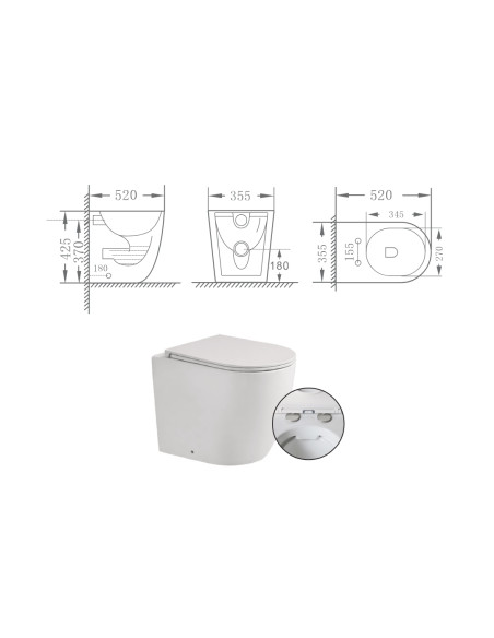WC e Bidet Filomuro in Coppia – Set Completo con Copriwater Soft-Close Design Moderno | Dalia 52.35 Coppia Sanitari