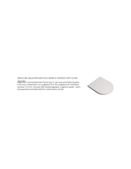 WC e Bidet Filomuro in Coppia – Set Completo con Copriwater Soft-Close Design Moderno | Dalia 52.35 Coppia Sanitari