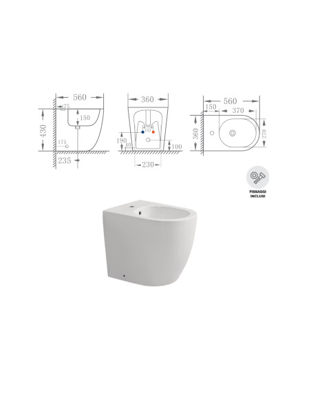 WC e Bidet Filomuro in Coppia – Set Completo con Copriwater Soft-Close Design Moderno | Dalia 56.35 Coppia Sanitari