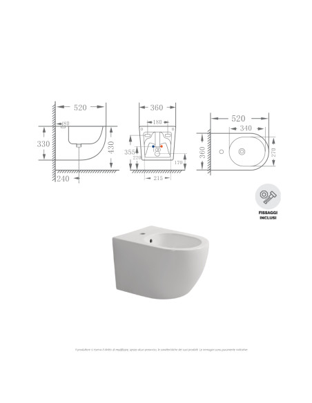 WC e Bidet Sospesi in Coppia – Set Completo con Copriwater Soft-Close Design Moderno | Dalia 52.36 Coppia Sanitari