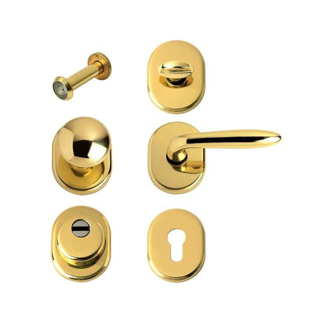 Kit Tondo per Porta Blindata con Defender Ø46 mm Ottone Lucido