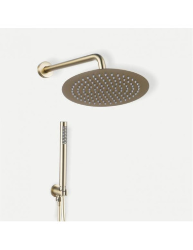 Set Doccia Acciaio Inox Tondo 25 cm Oro Spazzolato | Positano Set Doccia