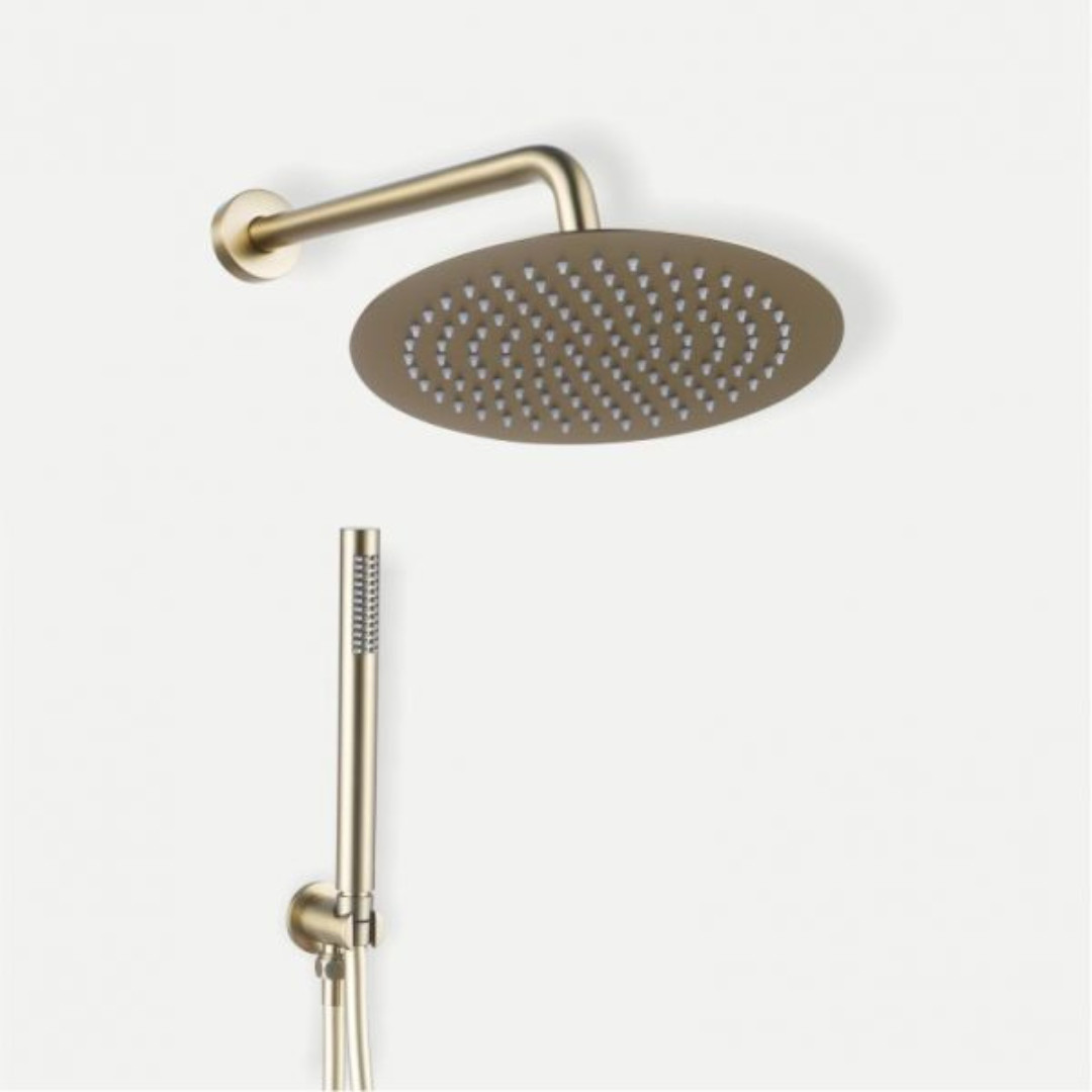 Set Doccia Acciaio Inox Tondo 25 cm Oro Spazzolato | Positano