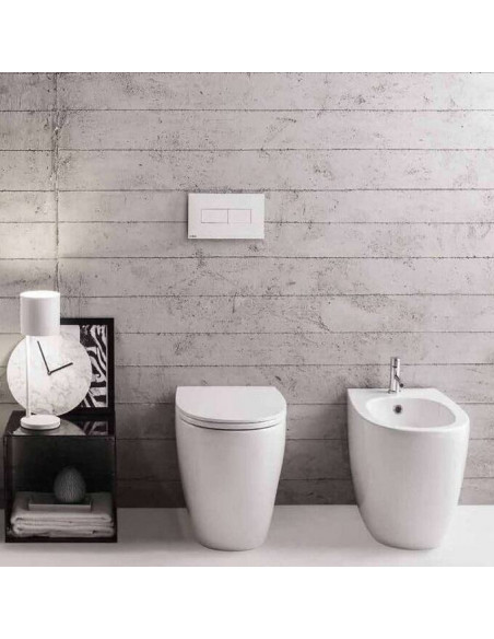 Coppia Sanitari Filomuro Vaso e Bidet Senza Brida + Coprivaso Soft-Close | Globo 4ALL  54.36 Coppia Sanitari